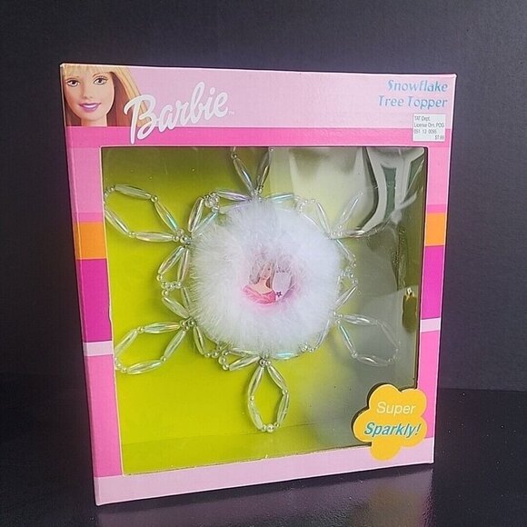 2003 New Sealed Barbie Snowflake Tree Topper Super Sparkly
